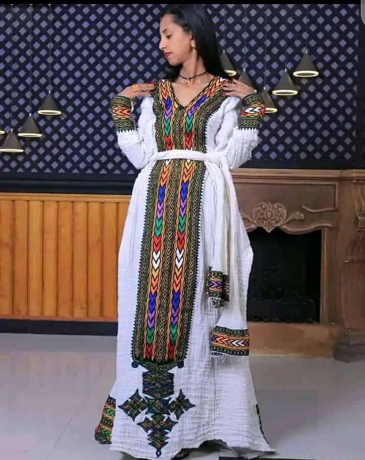 Ethiopian Cultural Dress Fetil Axum Habesha Dress - የአክሱም ፈትል ቀሚስ