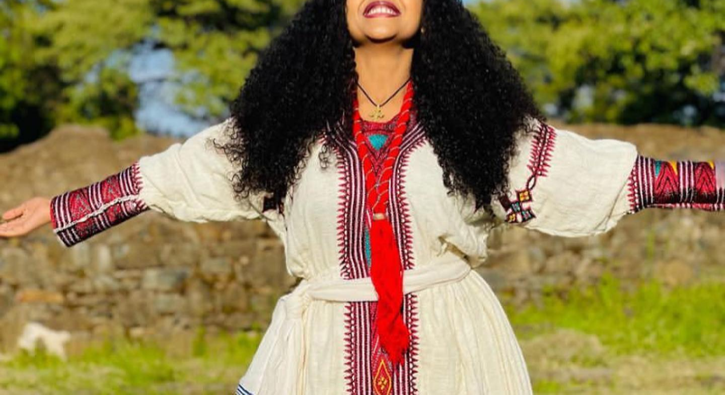 Unique Ethiopian cultural dress Gondar Habesha Kemis - የጎንደር ፈትል ቀሚስ