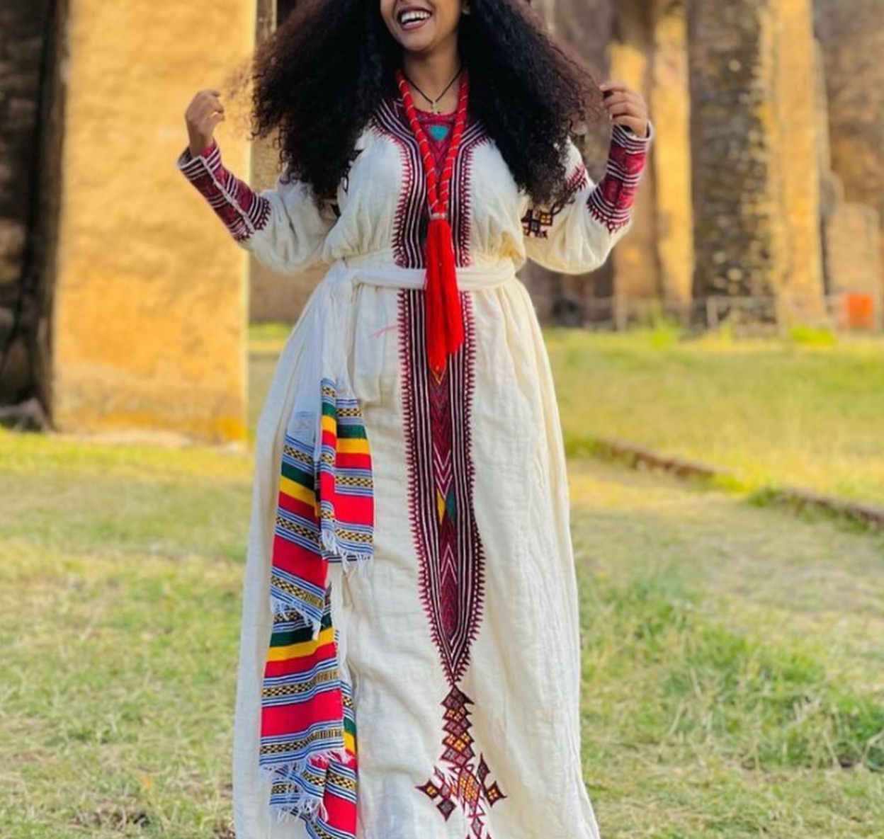 Unique Ethiopian cultural dress Gondar Habesha Kemis - የጎንደር ፈትል ቀሚስ