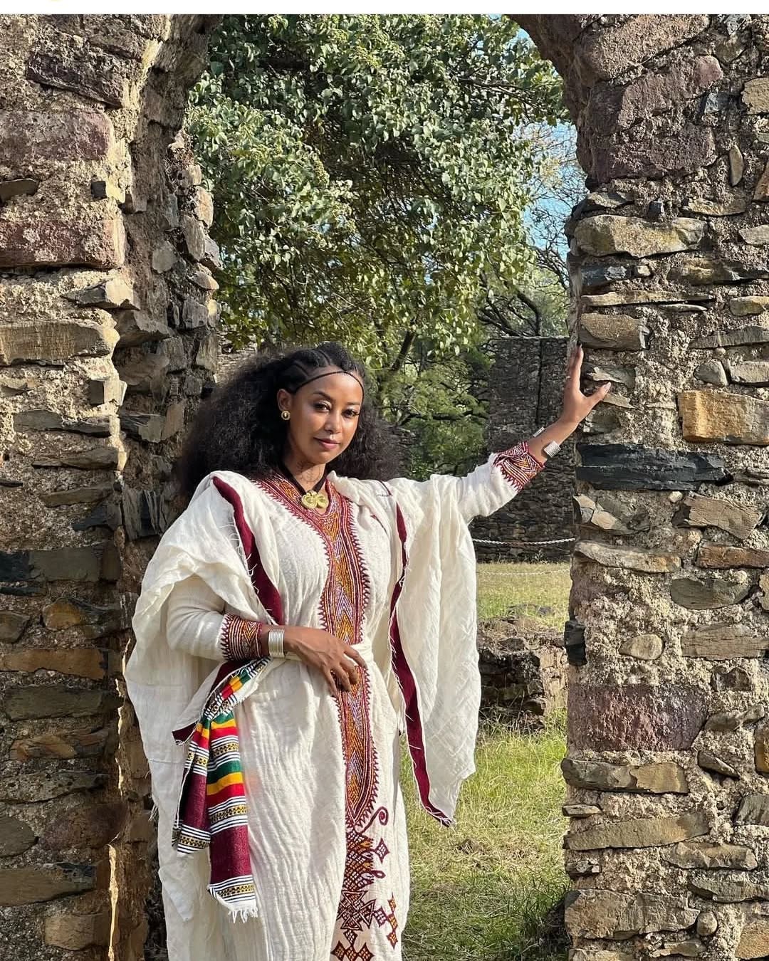 Ethiopian Cultural Dress Gondar Habesha Kemis- የጎንደር ፈትል ቀሚስ