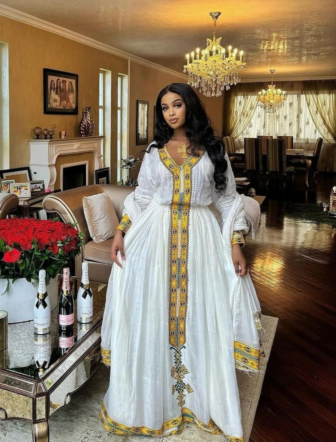 Ethiopian Cultural Dress Menen Kemis Tilf Habesha Dress