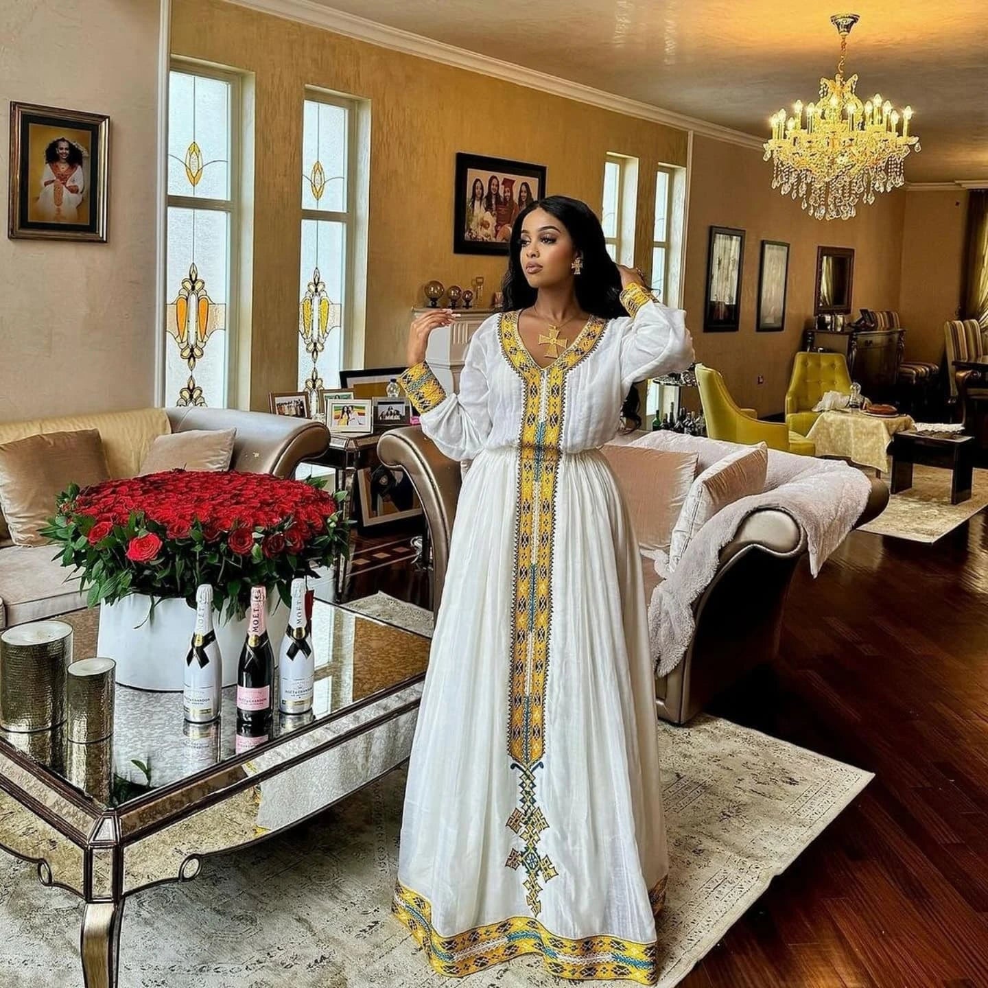 Ethiopian Cultural Dress Menen Kemis Tilf Habesha Dress
