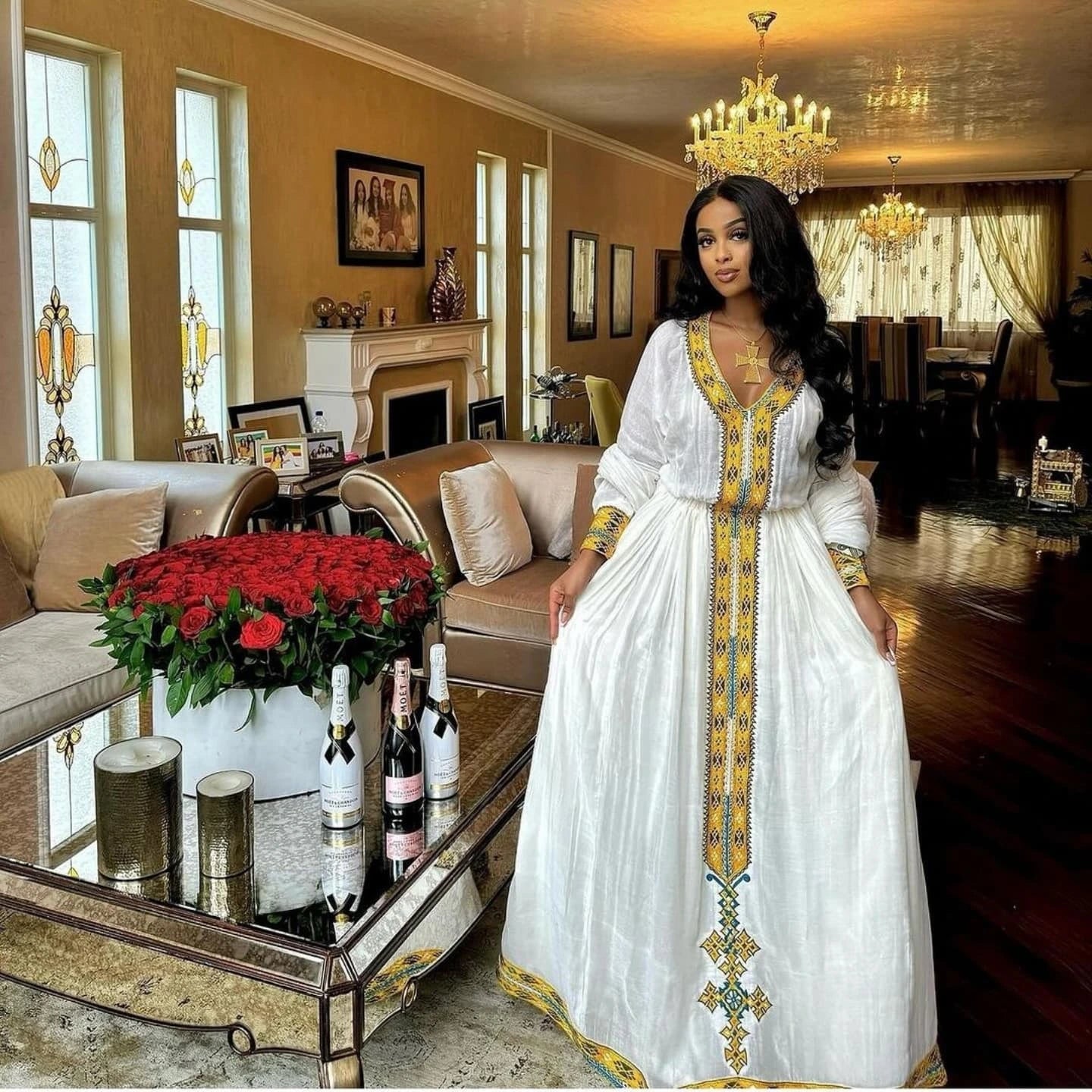 Ethiopian Cultural Dress Menen Kemis Tilf Habesha Dress