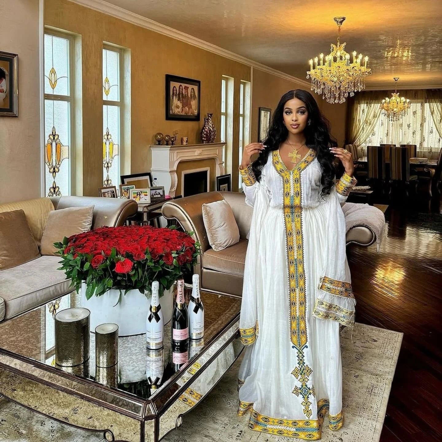 Ethiopian Cultural Dress Menen Kemis Tilf Habesha Dress