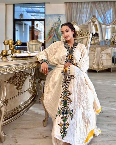 Ethiopian Cultural Dress Fetil Habesha Dress - የአክሱም ፈትል ቀሚስ