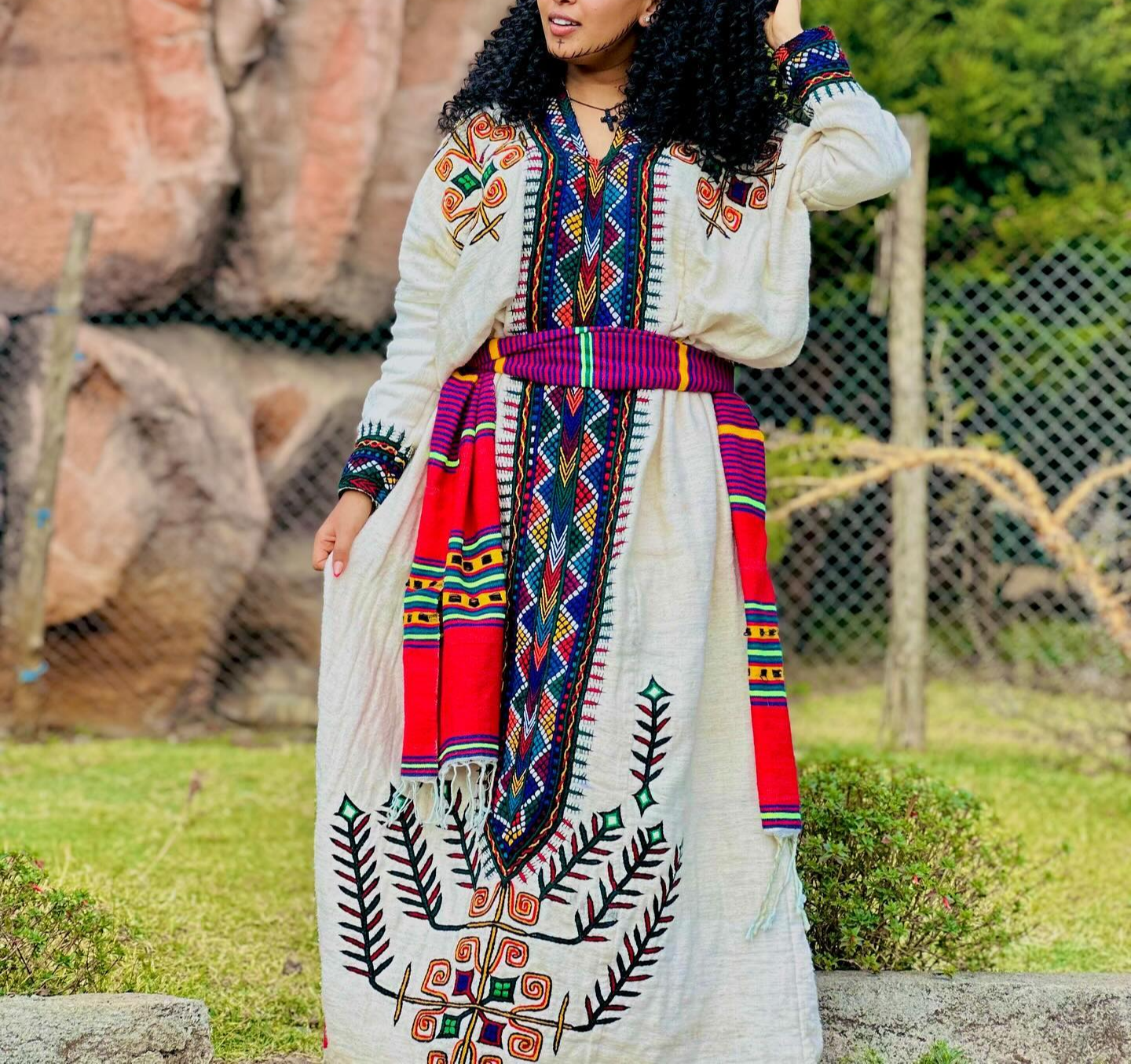 Modern Gondar Habesha dress, Traditional Habesha Kemis - የጎንደር ፈትል ቀሚስ