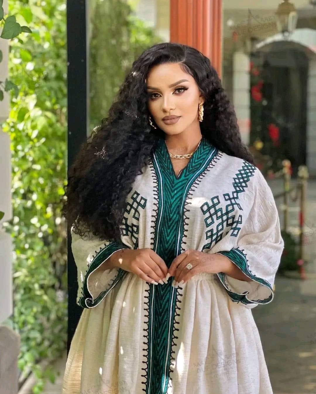 Ethiopian dress new style Gondar Habesha Kemis - የጎንደር ፈትል ቀሚስ