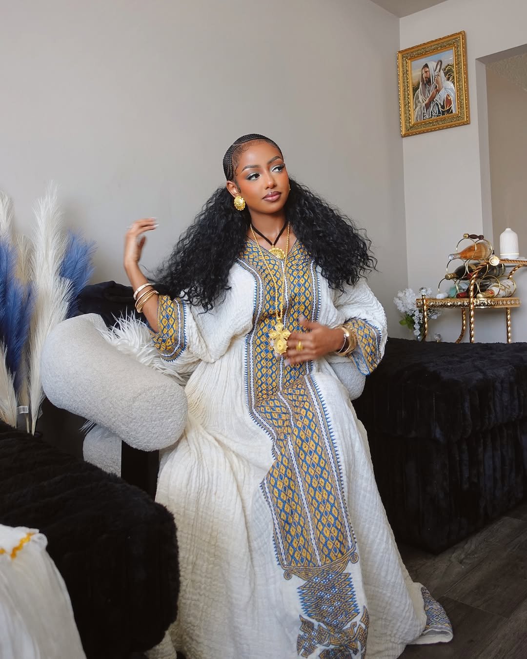Ethiopian Cultural Dress, Fetil Habesha Dress - የአክሱም ፈትል ቀሚስ