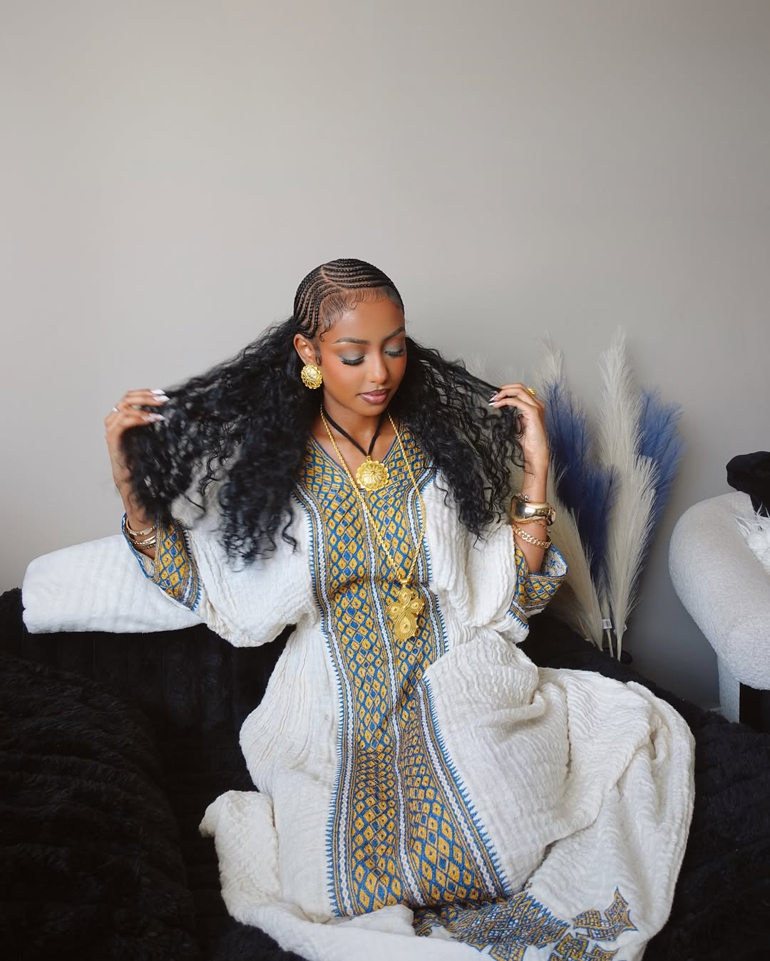 Ethiopian Cultural Dress, Fetil Habesha Dress - የአክሱም ፈትል ቀሚስ