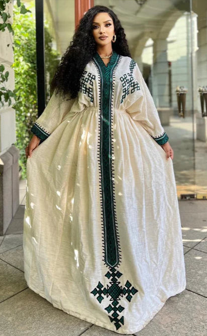 Ethiopian dress new style Gondar Habesha Kemis - የጎንደር ፈትል ቀሚስ