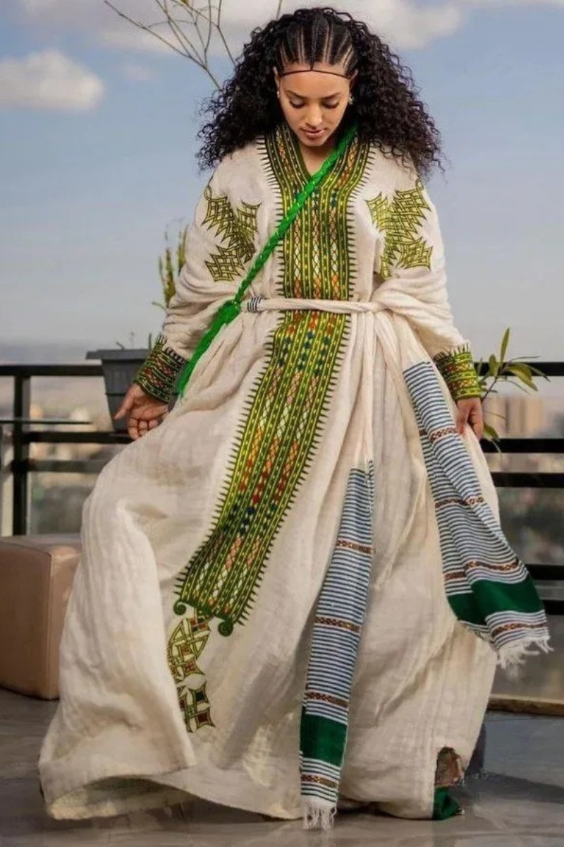 Ethiopian Dress, Gondar Habesha Kemis, Habesha Dress- የጎንደር ፈትል ቀሚስ