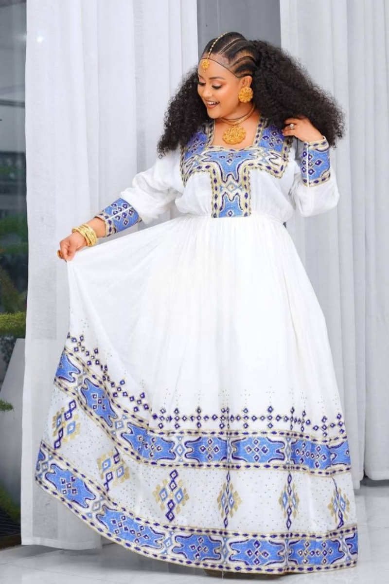 Ethiopian Cultural DressZuria Kemis Tilf Habesha Dress