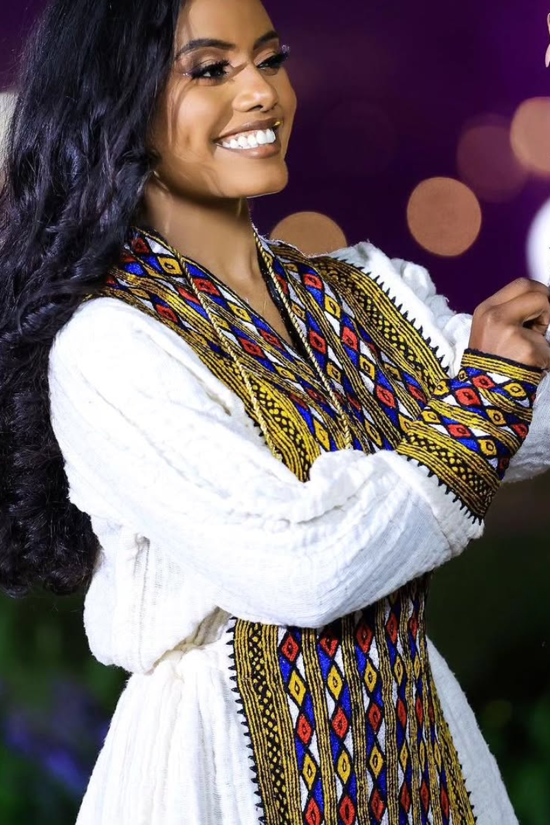 Ethiopian Cultural Dress Fetil Habesha Dress - የአክሱም ፈትል ቀሚስ
