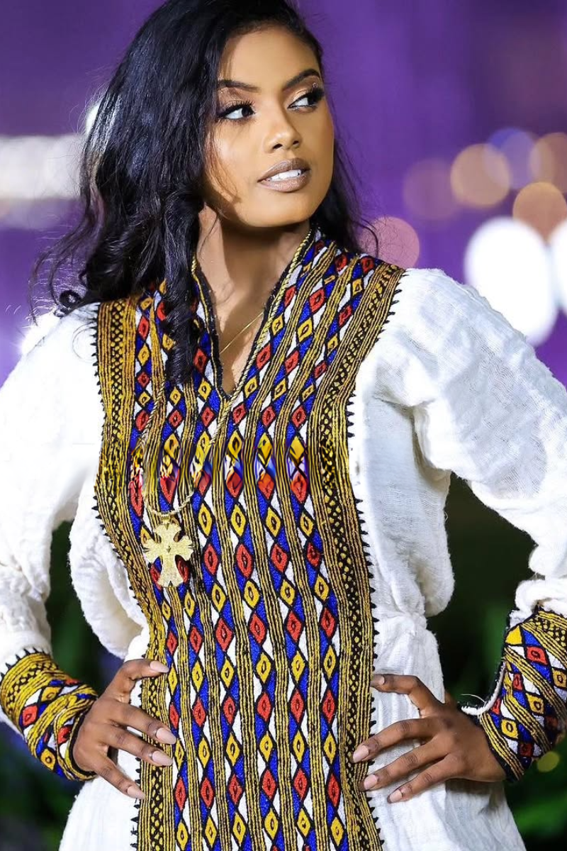 Ethiopian Cultural Dress Fetil Habesha Dress - የአክሱም ፈትል ቀሚስ