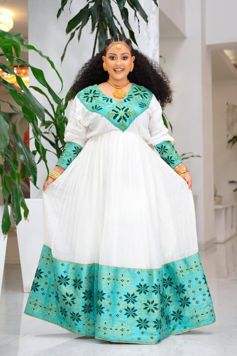 Ethiopian Cultural Dress Zuria Saba Kemis Tilf Habesha Dress