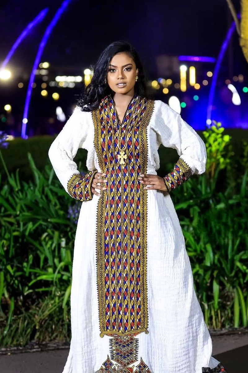 Ethiopian Cultural Dress Fetil Habesha Dress - የአክሱም ፈትል ቀሚስ