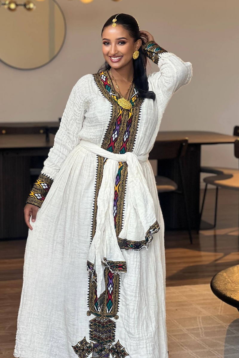Ethiopian Cultural Dress Fetil Habesha Dress - የአክሱም ፈትል ቀሚስ