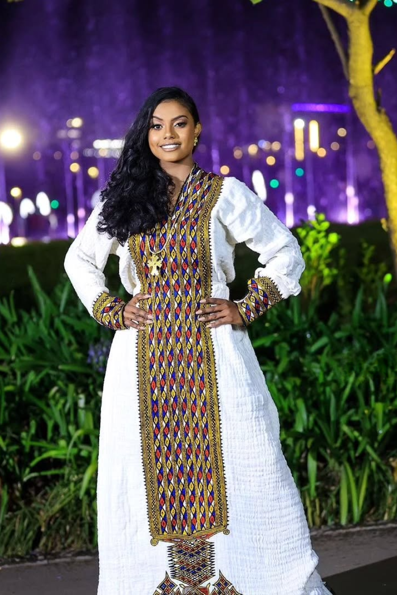 Ethiopian Cultural Dress Fetil Habesha Dress - የአክሱም ፈትል ቀሚስ
