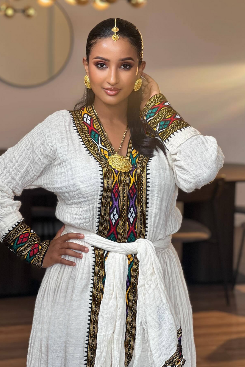 Ethiopian Cultural Dress Fetil Habesha Dress - የአክሱም ፈትል ቀሚስ