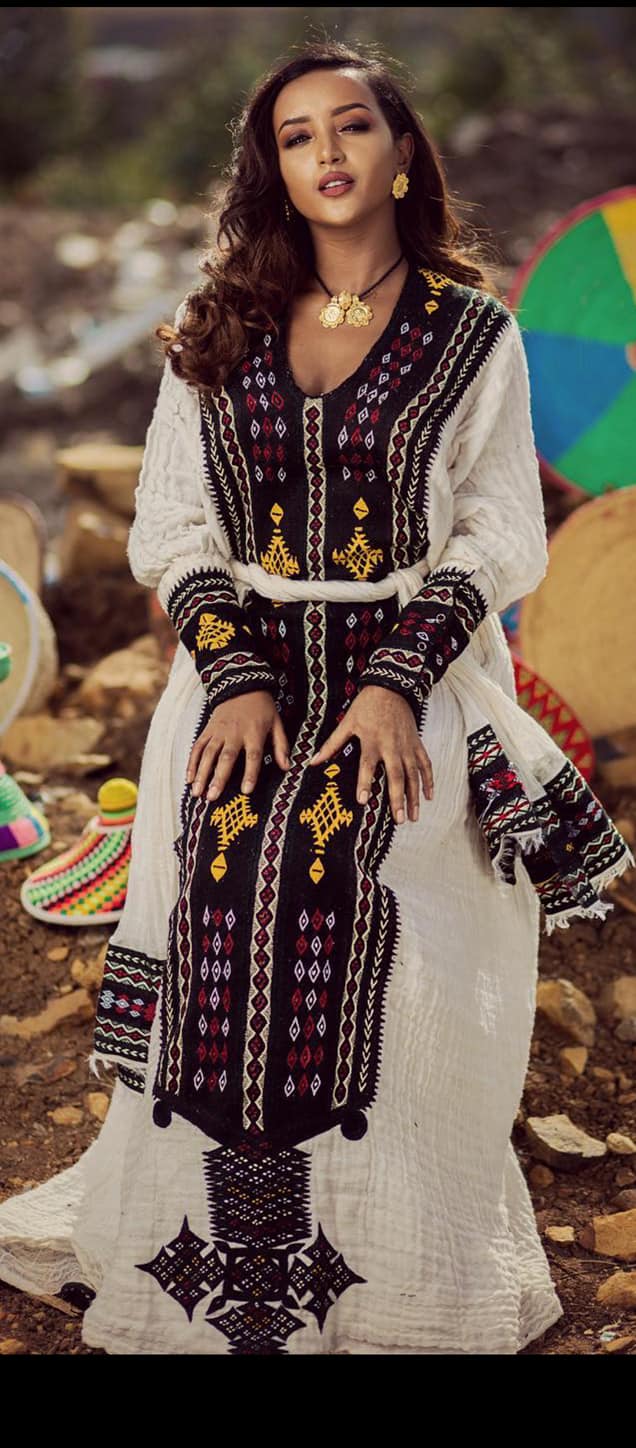 Authentic Ethiopian Dress from Axum | Fetil Habesha Kemis – የአክሱም ፈትል ቀሚስ