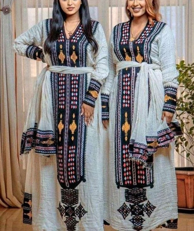 Authentic Ethiopian Dress from Axum | Fetil Habesha Kemis – የአክሱም ፈትል ቀሚስ