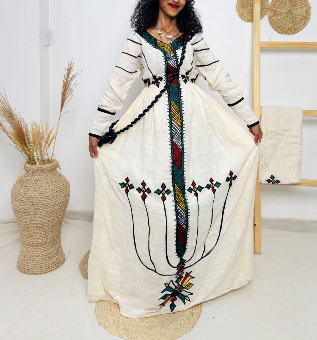 Habesha Cultural Dress - Gondar Ethiopian women's dress Habesha Kemis