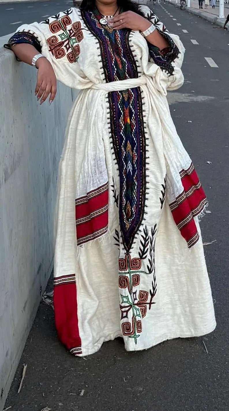Traditional Ethiopian Habesha Dress – Handwoven Cultural Kemis from Gondar | Modern Ethiopian Clothing for Women