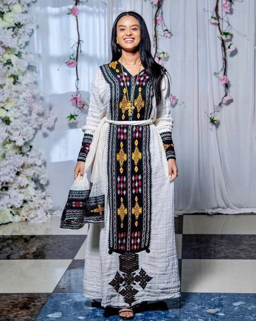 Authentic Ethiopian Dress from Axum | Fetil Habesha Kemis – የአክሱም ፈትል ቀሚስ