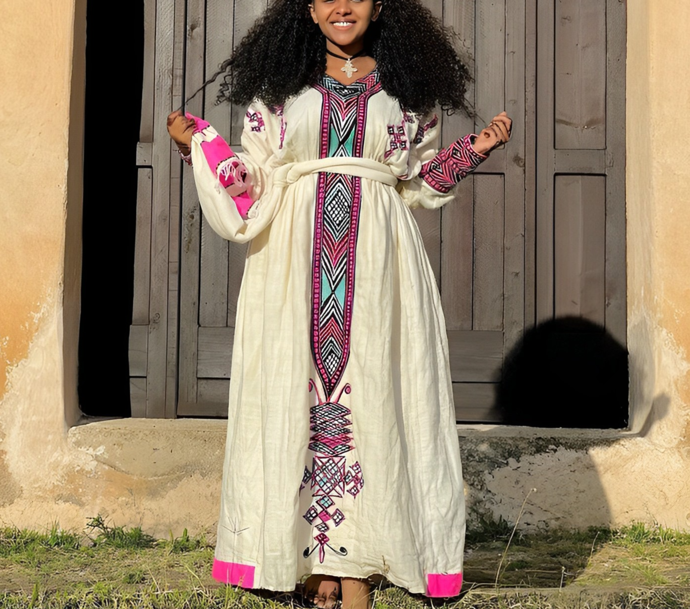 Lavender Tilf unique Gondar Habesha Kemis - Fetil Ethiopian dress
