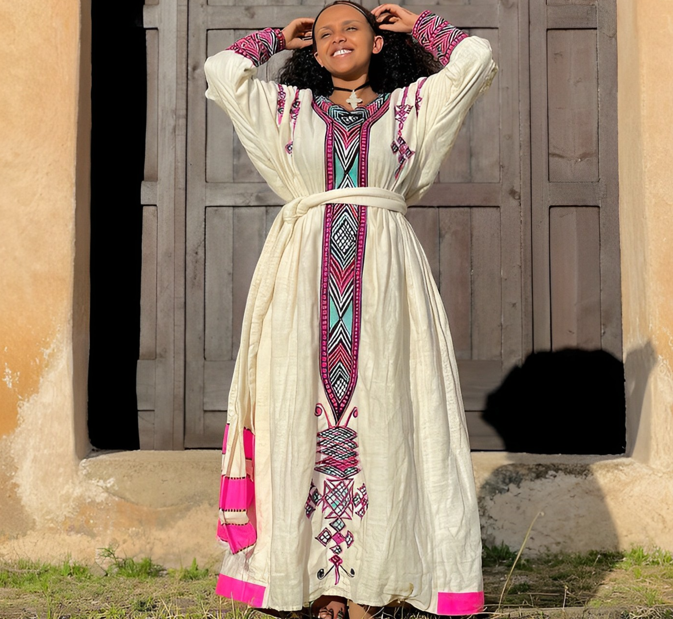 Lavender Tilf unique Gondar Habesha Kemis - Fetil Ethiopian dress