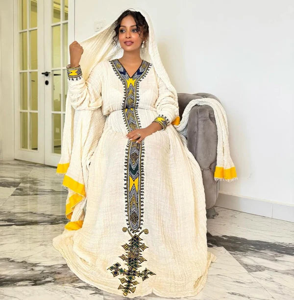 Ethiopian Dress, Axum Habesha Kemis Handmade Habesha Dress - የአክሱም ፈትል ቀሚስ