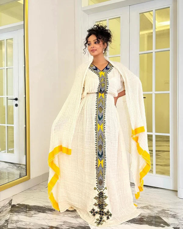 Ethiopian Dress, Axum Habesha Kemis Handmade Habesha Dress - የአክሱም ፈትል ቀሚስ