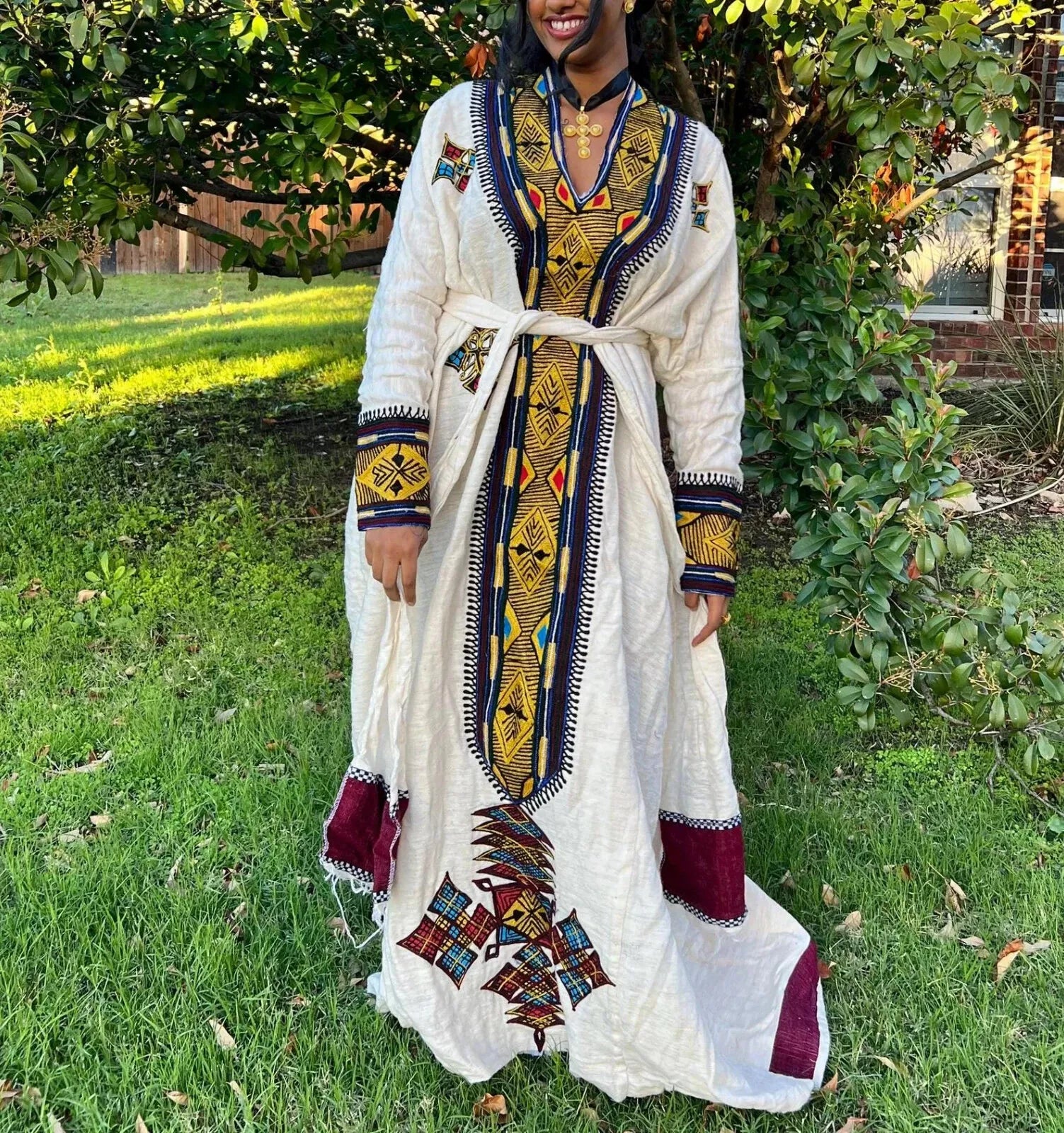 Gondar Ethiopian Dress – Traditional Designer Habesha Kemis | Authentic Ethiopian Traditional Outfit